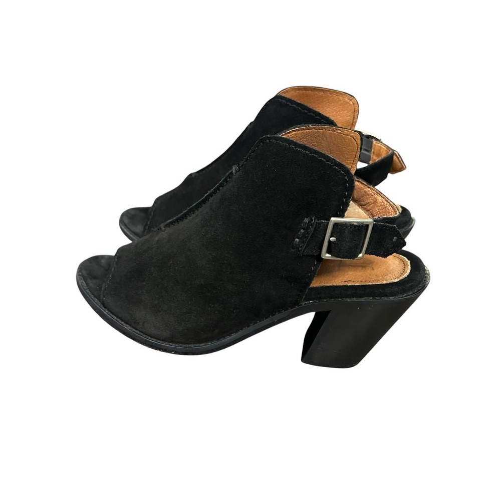Frye Sling Back Suede Leather Boots Peep Toe Mule Stacked Heel Women Sz 7.5
